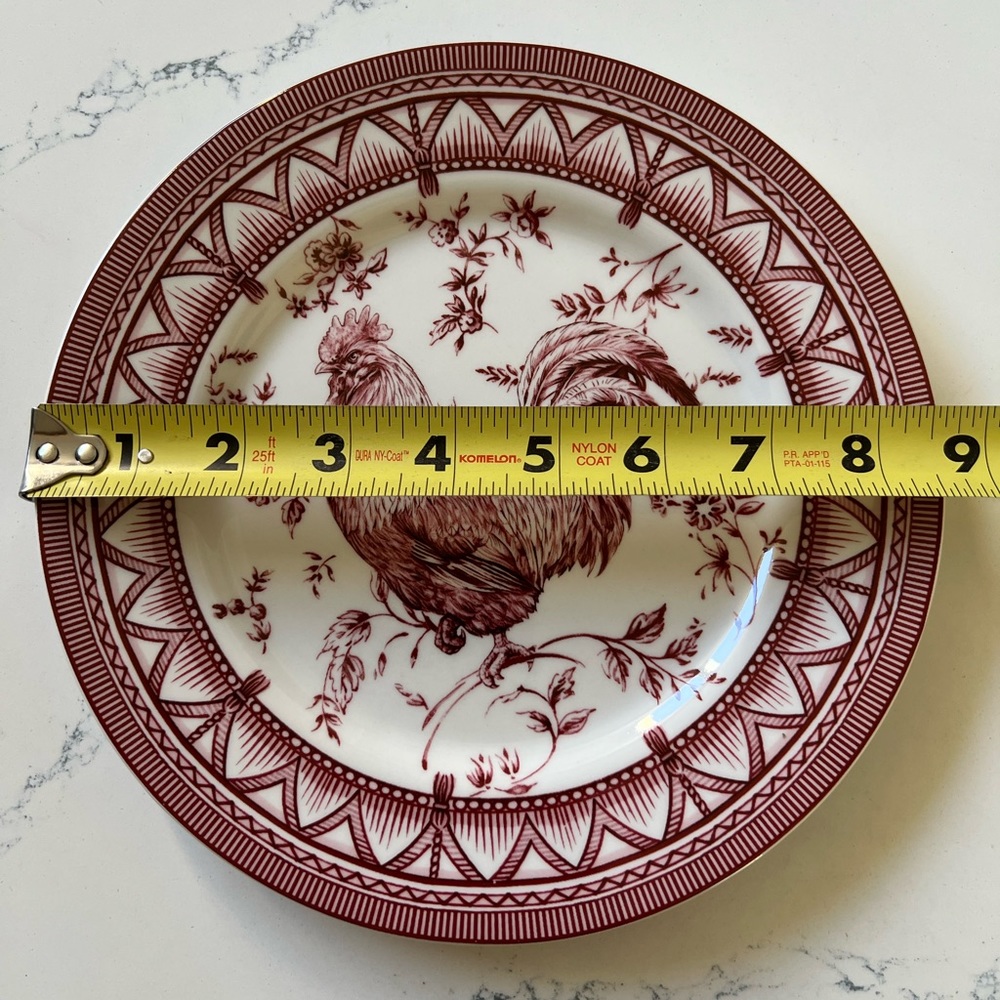 Farmhouse 4 Queens Red Rooster Salad Plates by Neiman Marcus 🐓♥️ - Picture 2 of 9